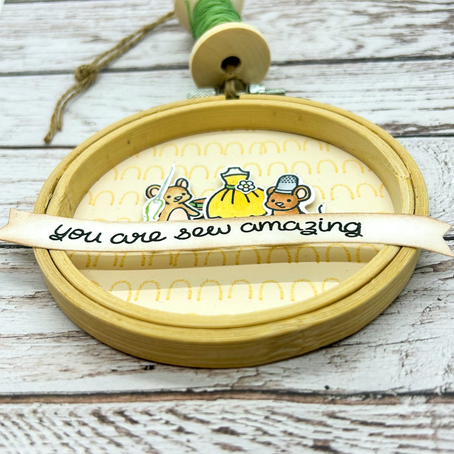 Yellow Sew Amazing Embroidery Hoop Hanging Ornament-1