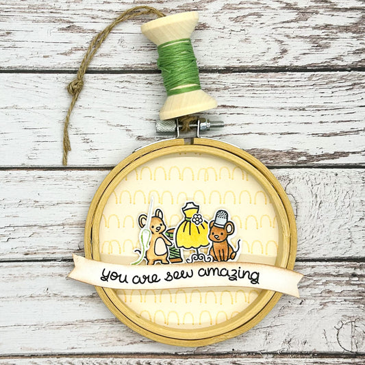 Yellow Sew Amazing Embroidery Hoop Hanging Ornament