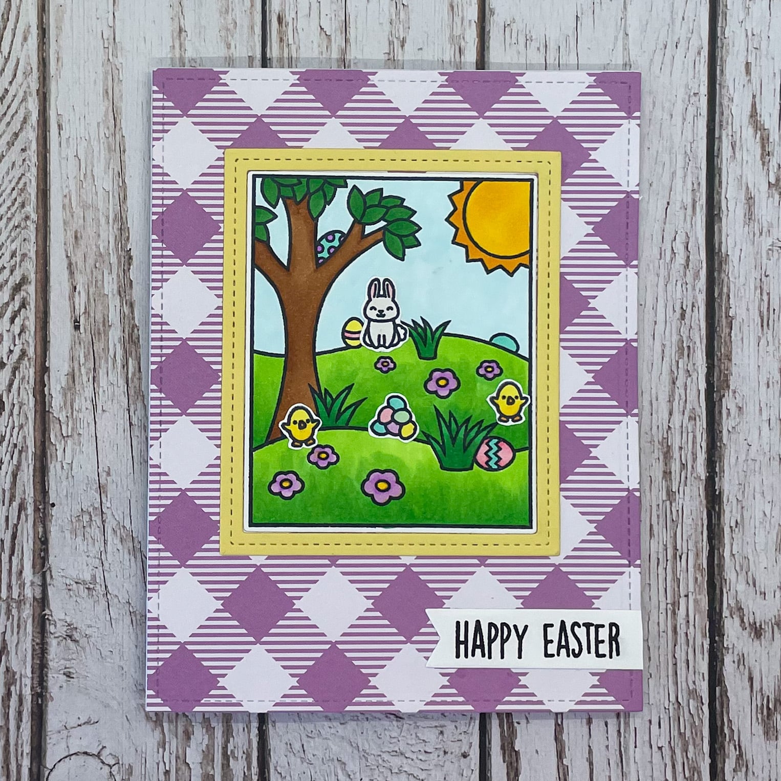 Colourful Picture Scene Handmade Easter Card