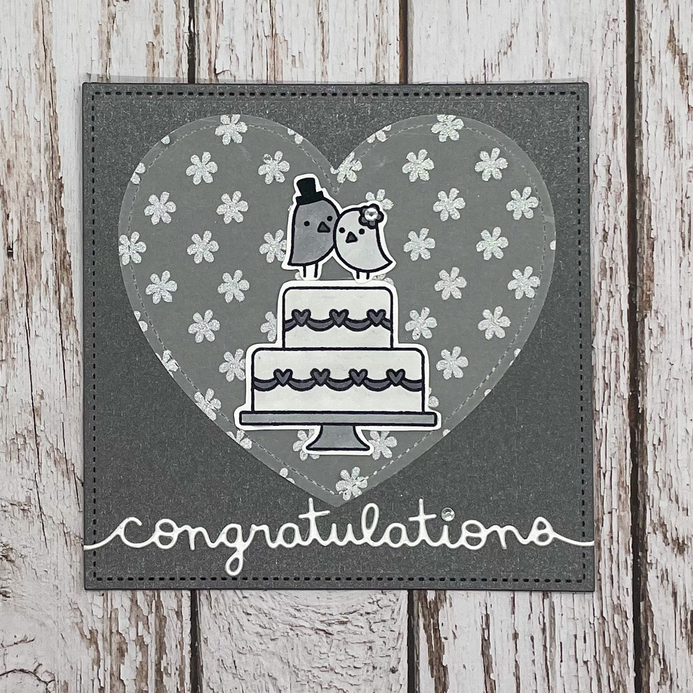 Congratulations Birds Handmade Wedding Card (Choose Your Own