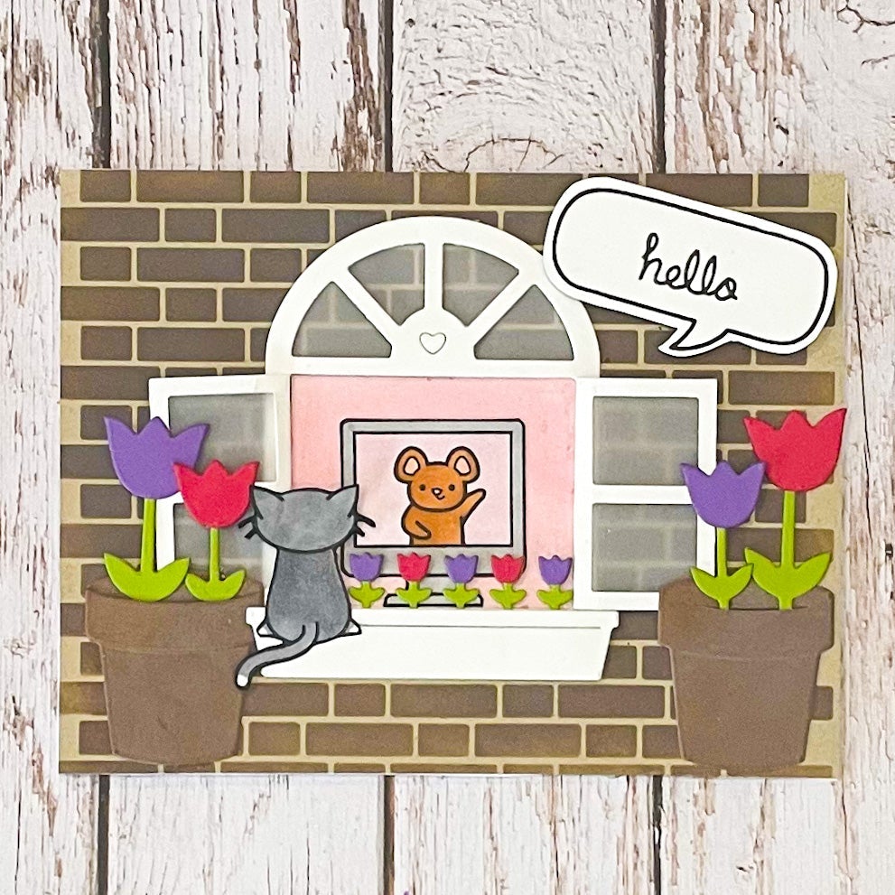 Critters Saying Virtual Hello Handmade Greetings Card