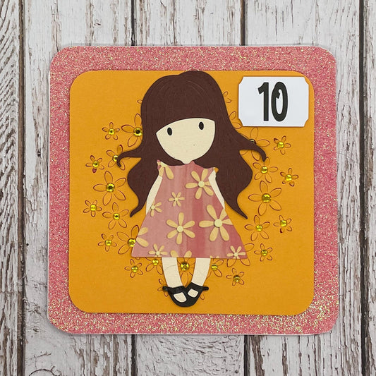 Cute Girl¢‚¬„¢s Handmade 10th Birthday Card