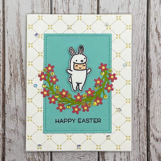 Dressed As Bunny Happy Easter Handmade Card