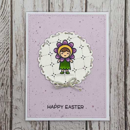 Dressed As Flower Happy Easter Handmade Card