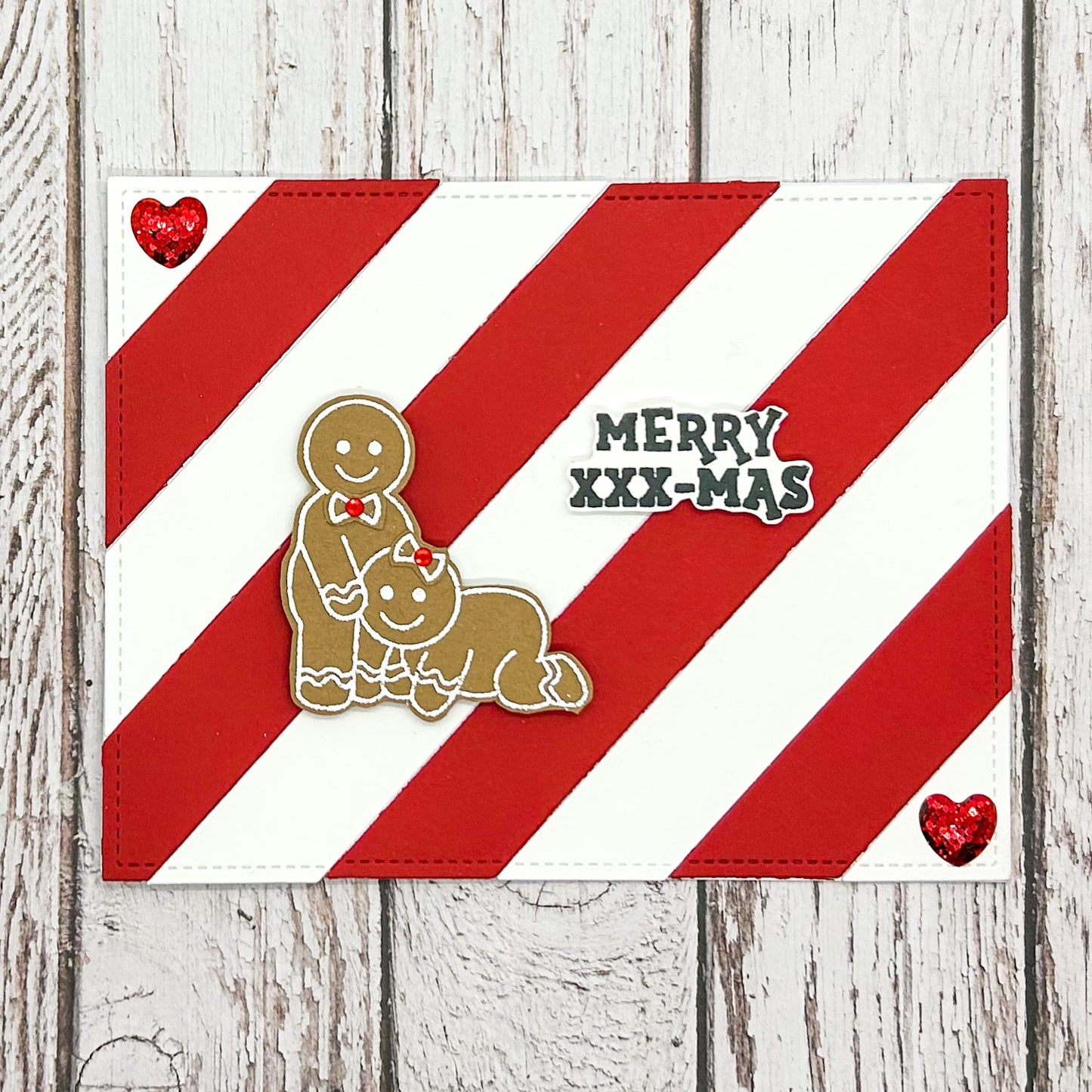 Merry XXX-mas Gingerbread Couple Funny Handmade Christmas Card