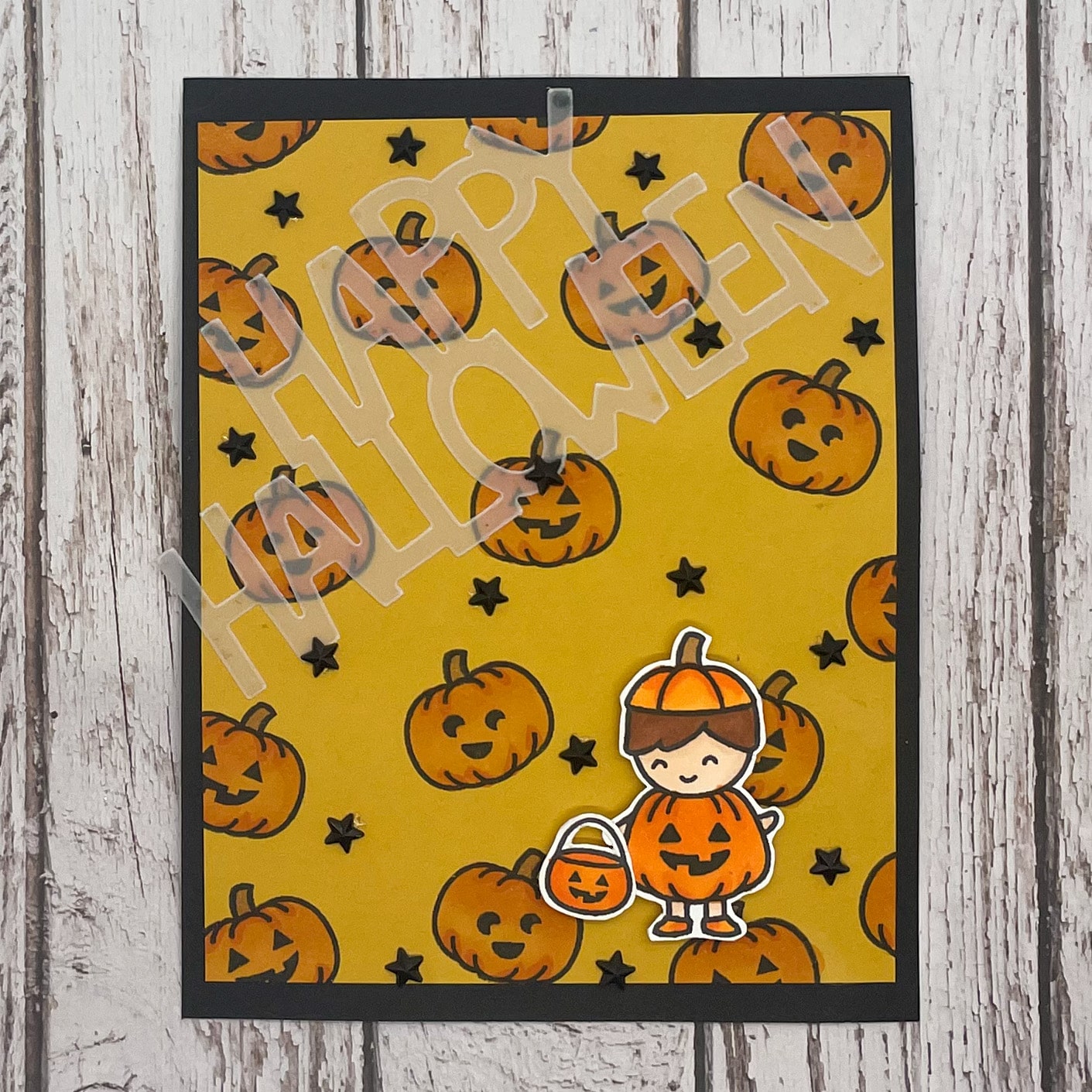 Cute Pumpkin Kid Happy Halloween Handmade Card