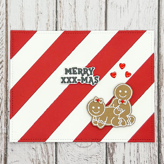 Merry XXX-mas Gingerbread Couple Handmade Christmas Card