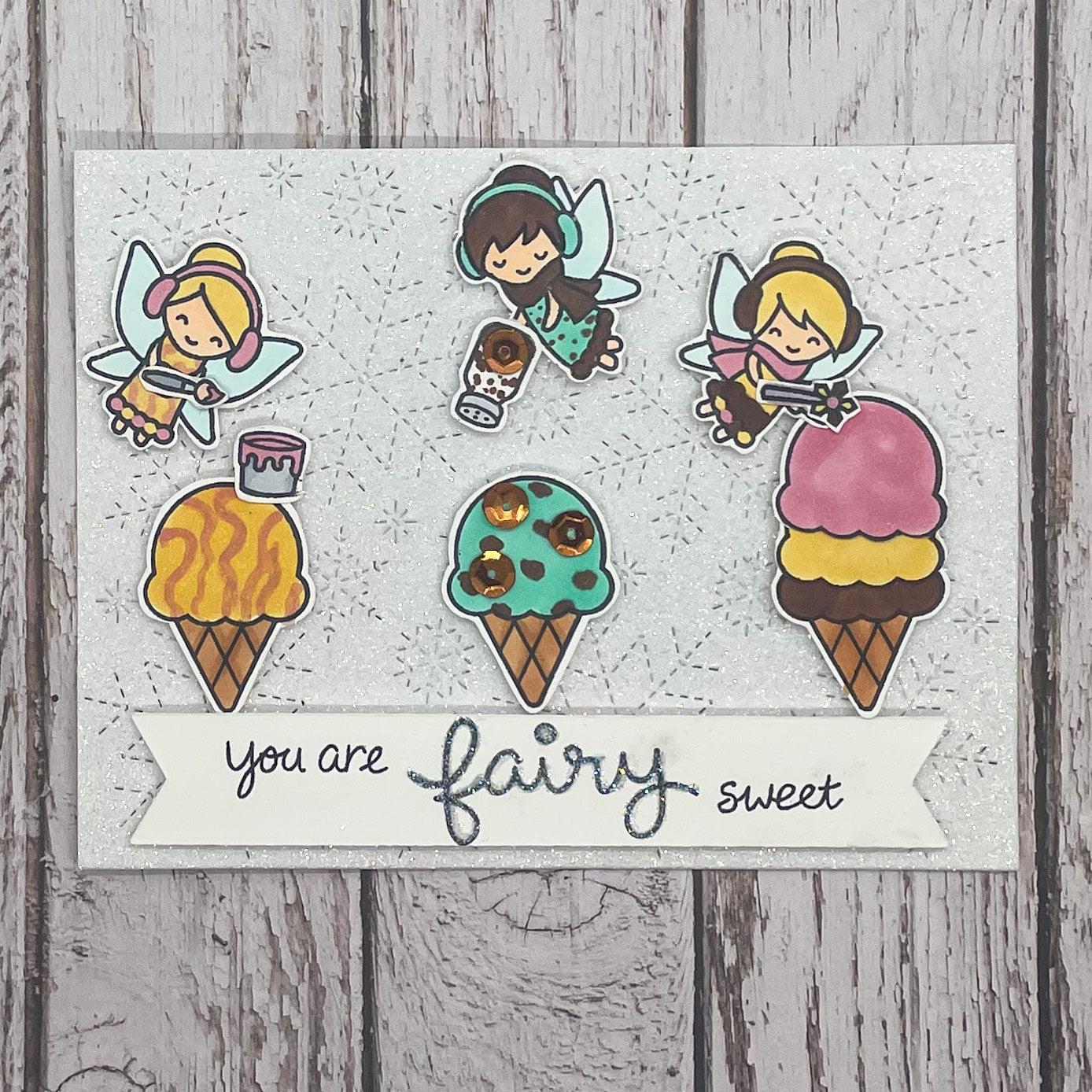 Fairy Sweet Ice Cream Cones Handmade Card