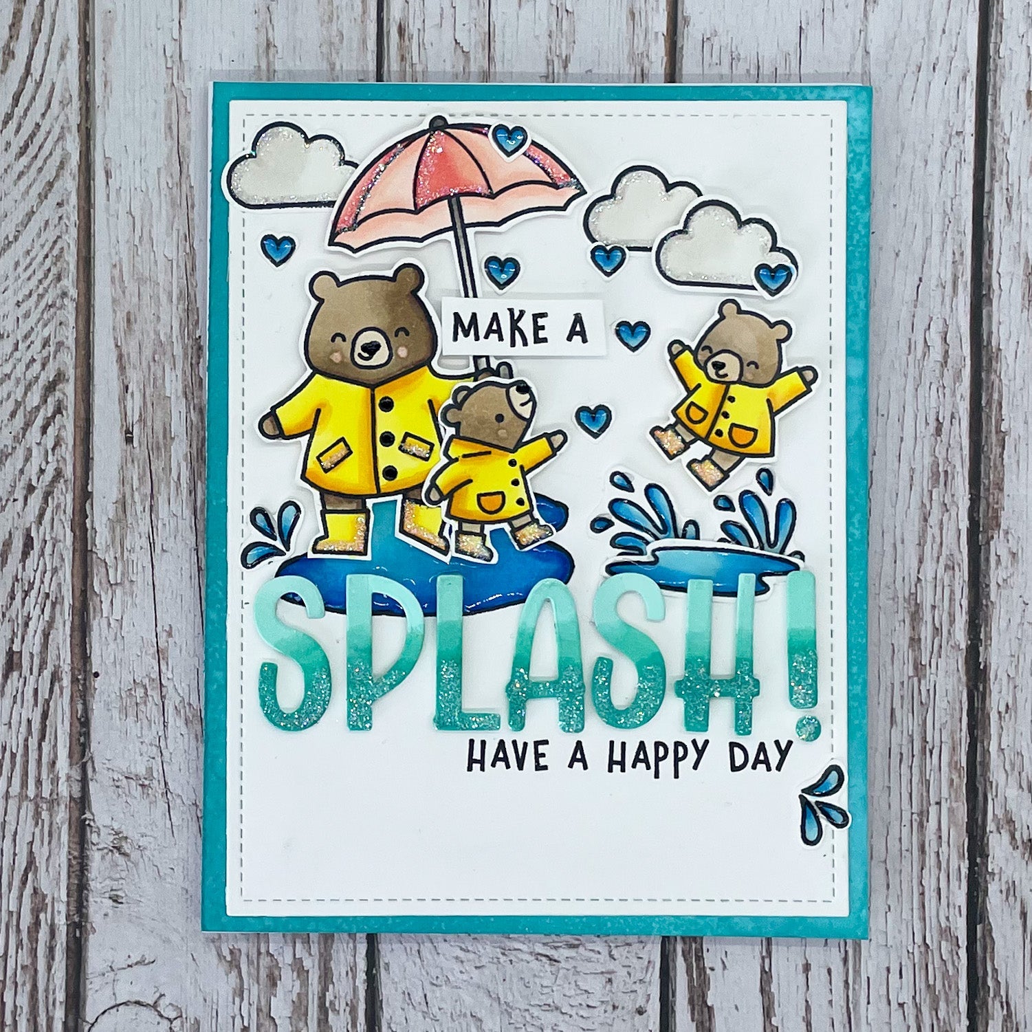 Make A Splash Bear Family Handmade Card
