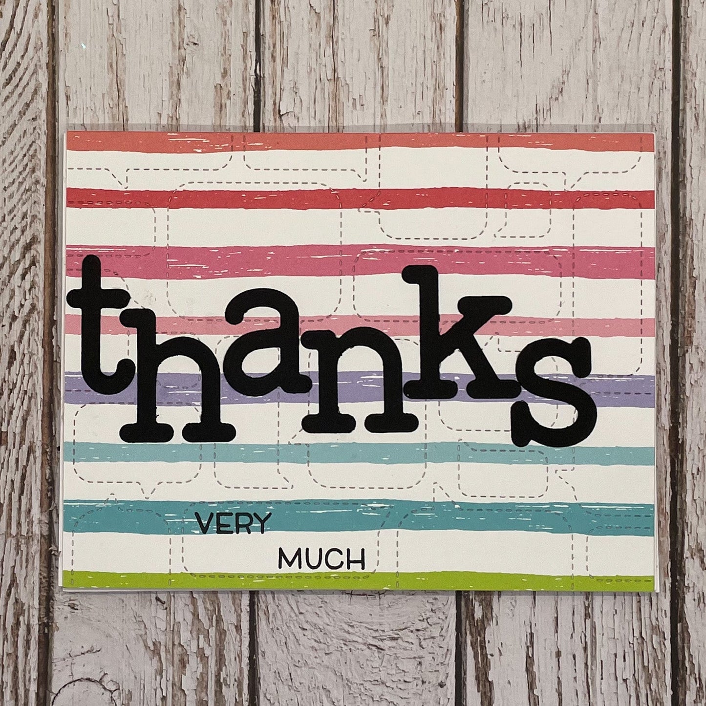 Rainbow Lines ¢‚¬„¢Thanks Very Much¢‚¬„¢ Handmade Thank You Card