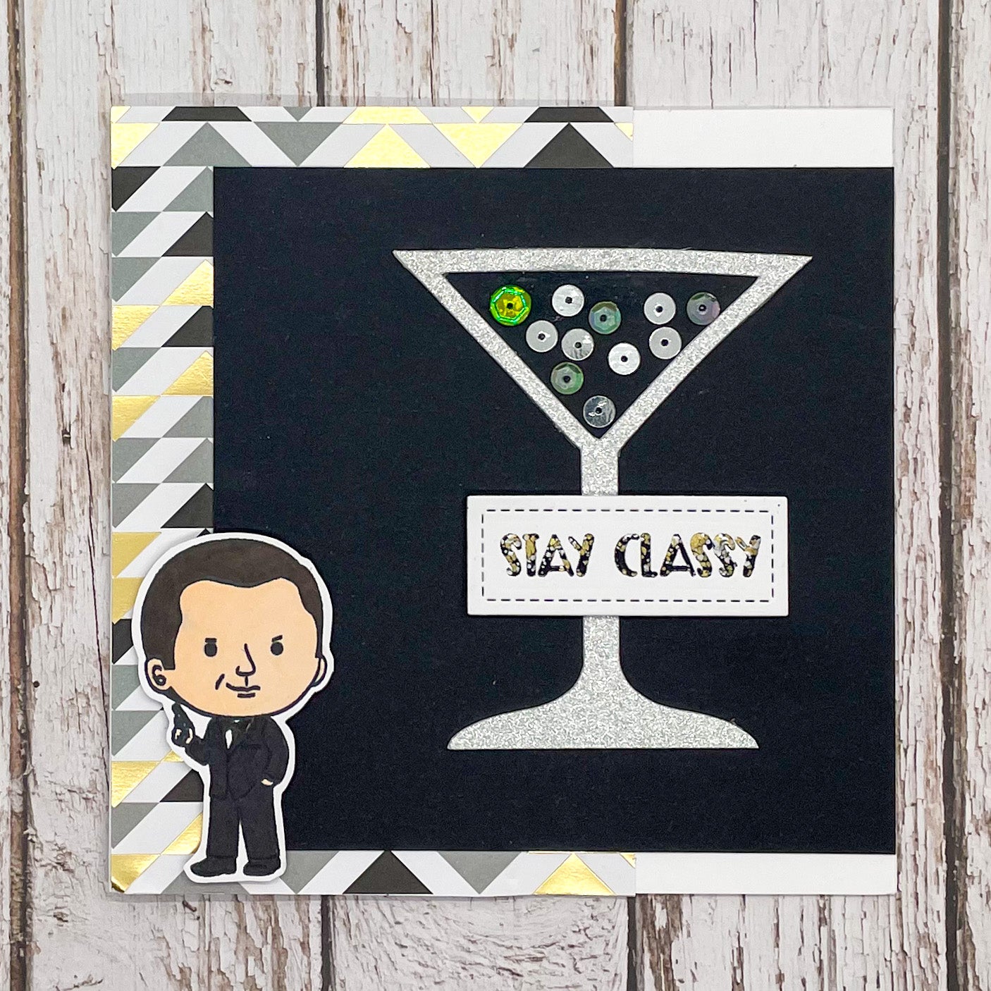 Stay Classy 007 Spy Guy Handmade Greetings Card